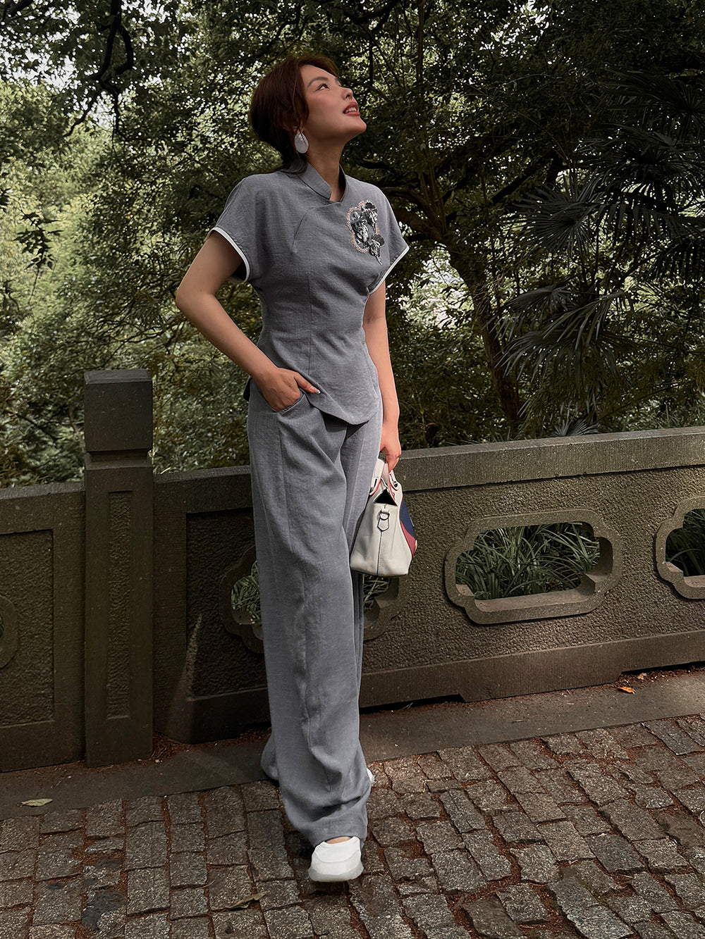 MUKZIN×Capsule Collection New Chinese-Style Stand Collar Linen Trouser Set