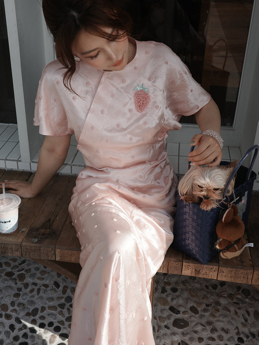 MUKZIN×Capsule Collection Chinese-Style Acetate Polka Dot Top Set – Hami Hand-Embroidered