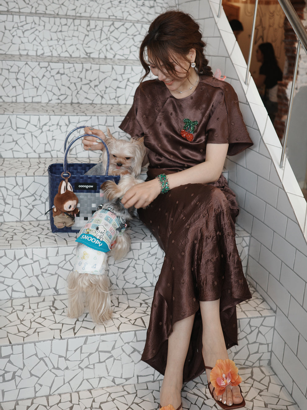 MUKZIN×Capsule Collection Chinese-Style Acetate Polka Dot Top Set – Hami Hand-Embroidered