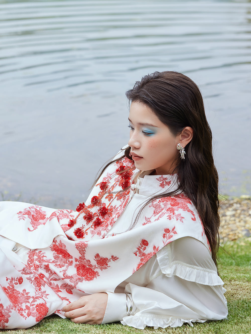 MUKZIN×Flourishing Blooms New Chinese-style intangible cultural heritage Hami hand-embroidered printed skirt