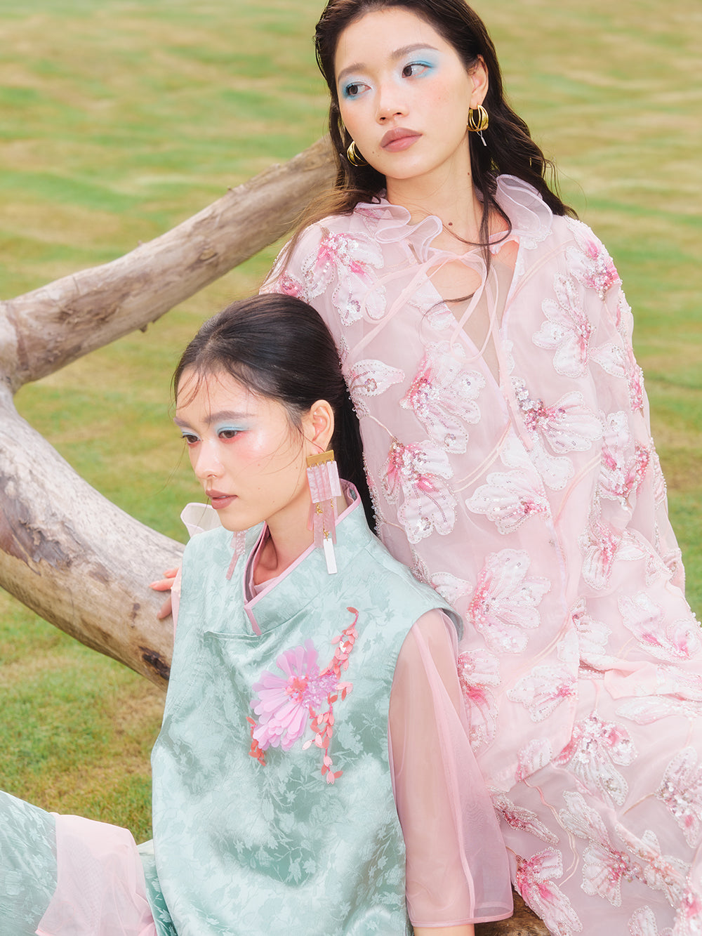 MUKZIN×Flourishing Blooms New Chinese-style embroidered net-silk leaf-sleeve loose coat
