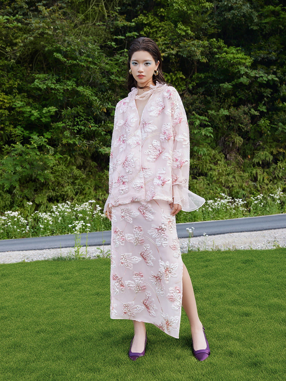 MUKZIN×Flourishing Blooms New Chinese-style embroidered net-silk half-dress