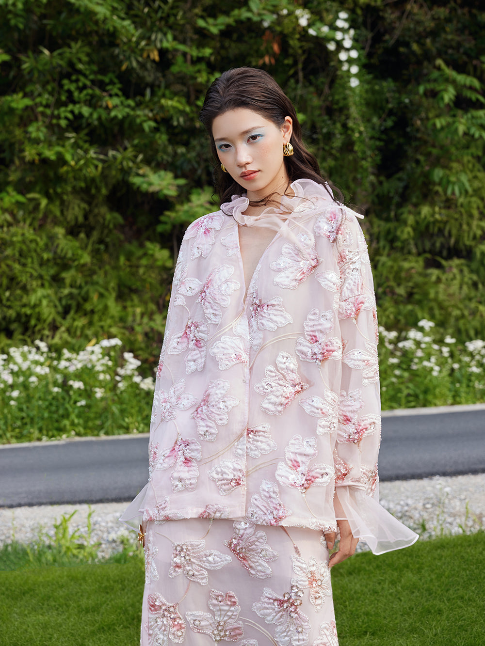 MUKZIN×Flourishing Blooms New Chinese-style embroidered net-silk half-dress
