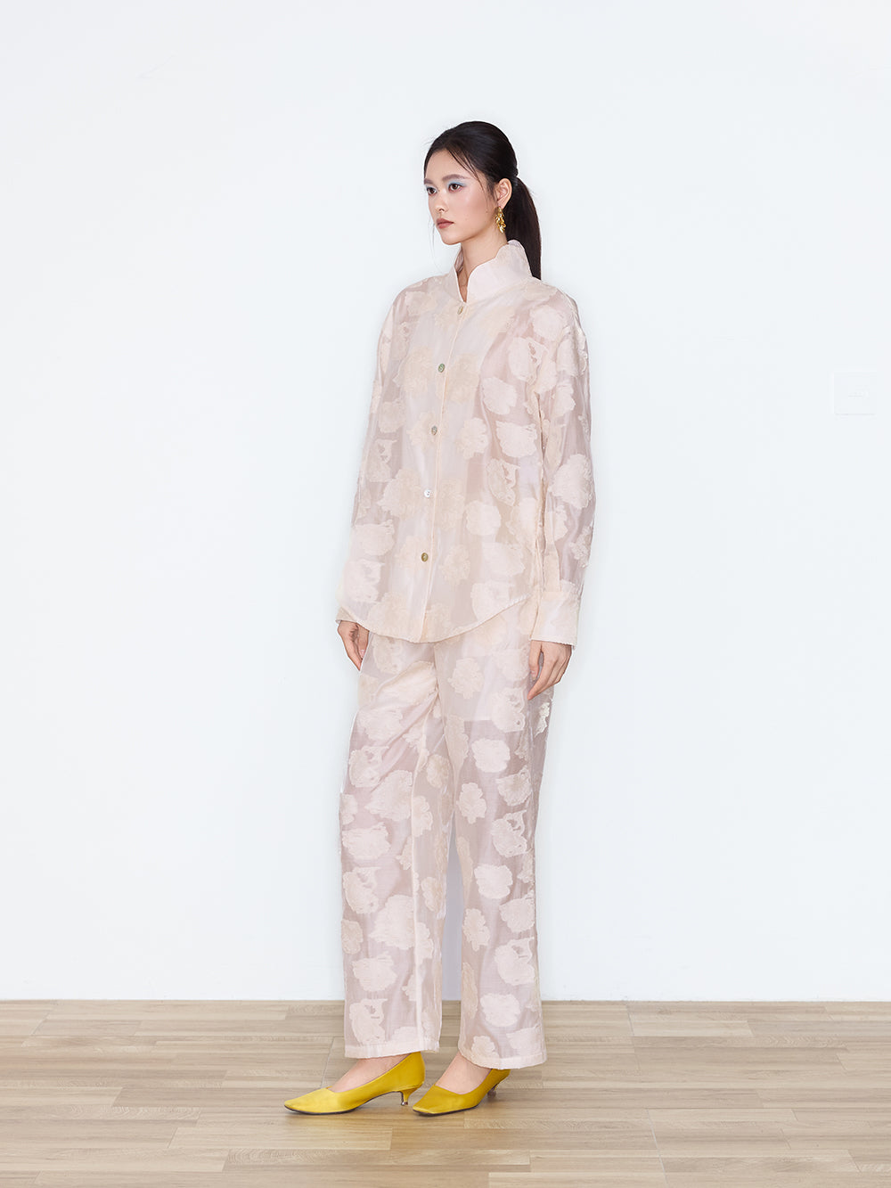 MUKZIN×Capsule Collection New Chinese-Style Embossed Floral Long Sleeve Shirt