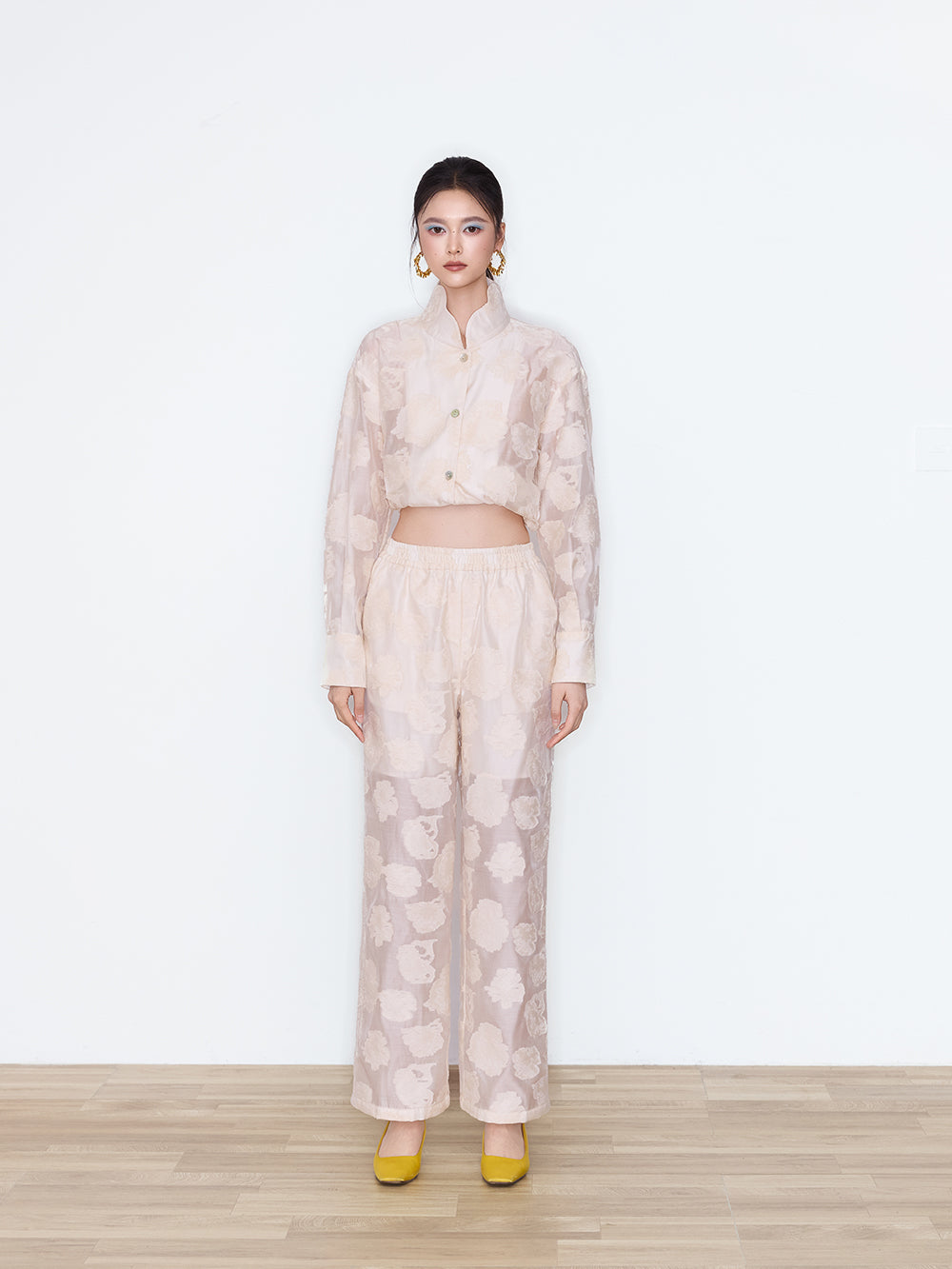 MUKZIN×Capsule Collection New Chinese-Style Embossed Floral Long Sleeve Shirt