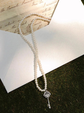 MUKTANK×SUN Lace key pearl necklace