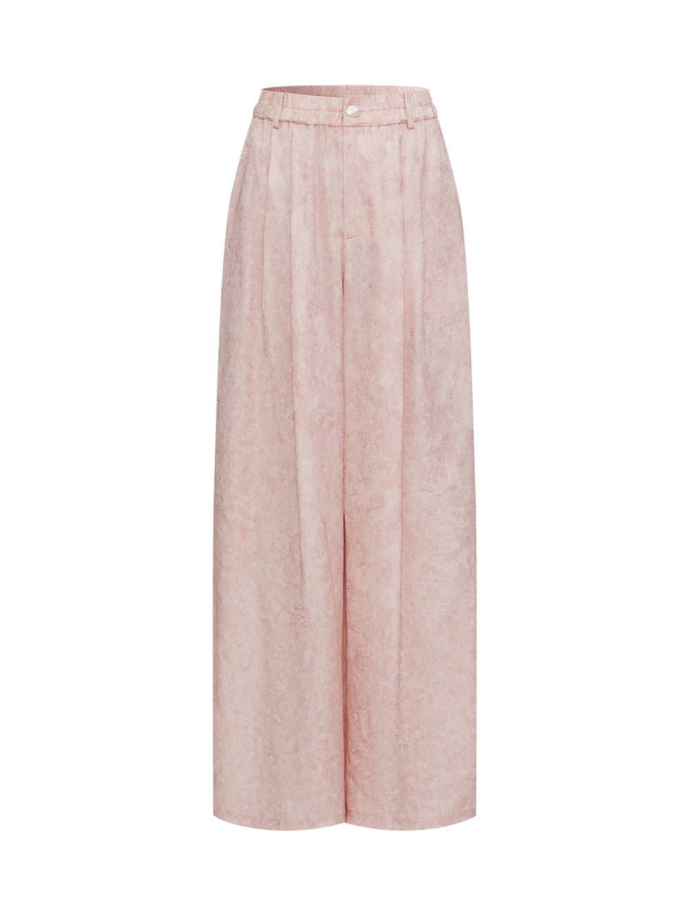 MUKZIN“Realm of Ethereal Mist”Pink Jacquard Draped Wide - Leg Pants