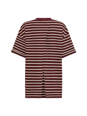 MUKZIN "Ode to the New Summer" Burgundy Striped Cute Rabbit T - shirt