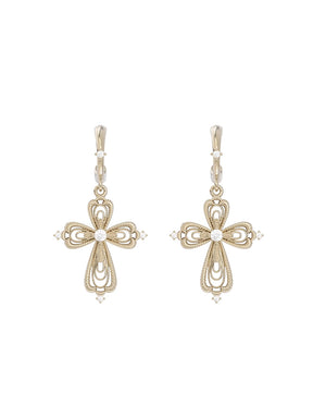 MUKTANK×SUN HUNTER Lace cross earrings
