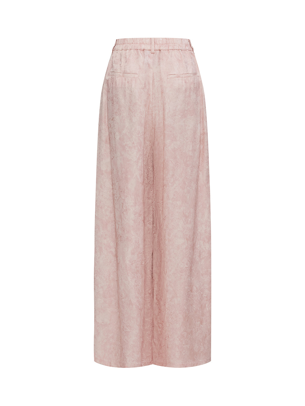 MUKZIN“Realm of Ethereal Mist”Pink Jacquard Draped Wide - Leg Pants