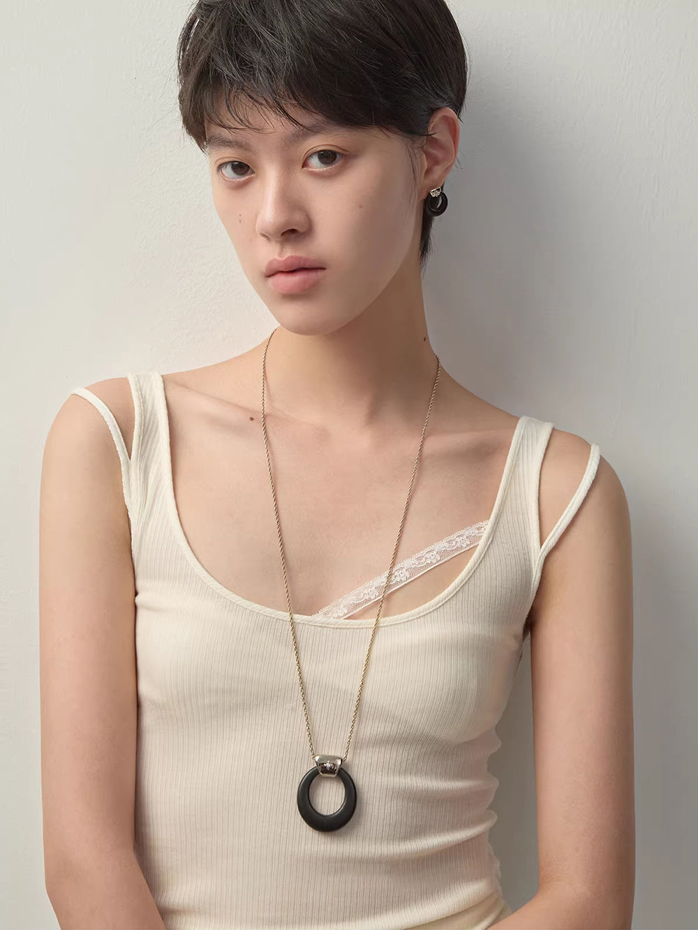 MUKTANK×SUN HUNTER Long Wooden Ring Iris Chain Necklace