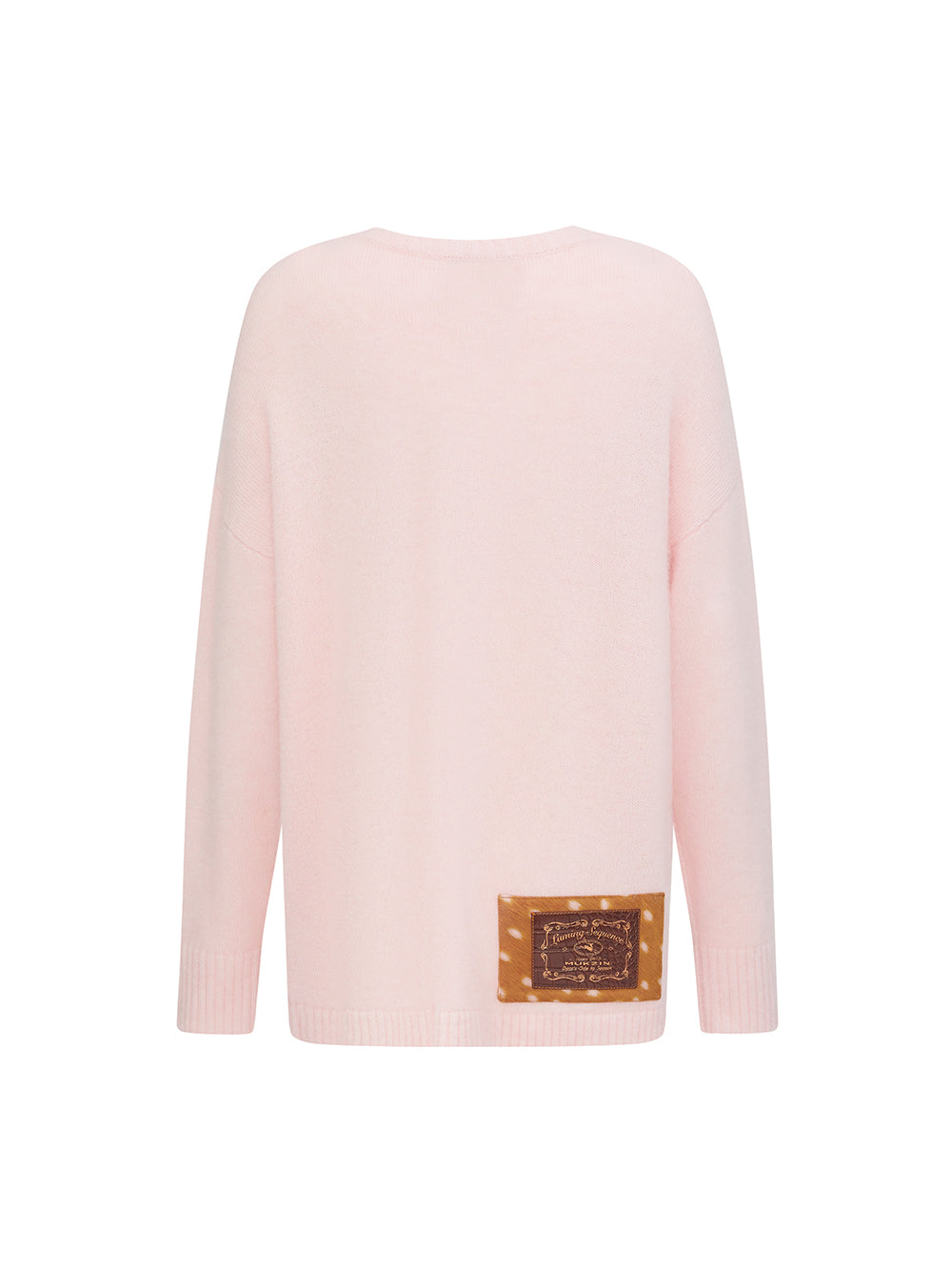 MUKZIN“The Sequence of Deer's Call”Light Blue/Soft Pink Deer Pattern Oversized Fuzzy Knit Sweater