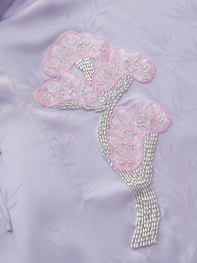 Mukzin "Ode To The New Summer"New Chinese-Style Improved Stand-Up Collar Split Purple Dress
