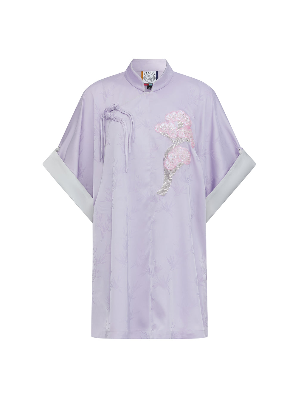 Mukzin "Ode To The New Summer"New Chinese-Style Improved Stand-Up Collar Split Purple Dress