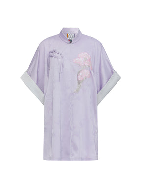 Mukzin "Ode To The New Summer"New Chinese-Style Improved Stand-Up Collar Split Purple Dress