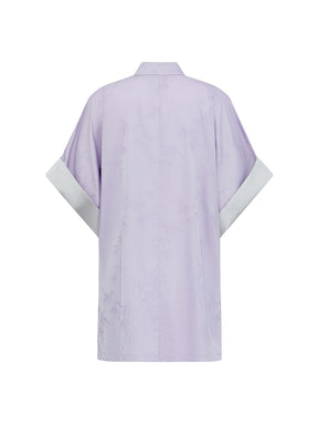 Mukzin "Ode To The New Summer"New Chinese-Style Improved Stand-Up Collar Split Purple Dress