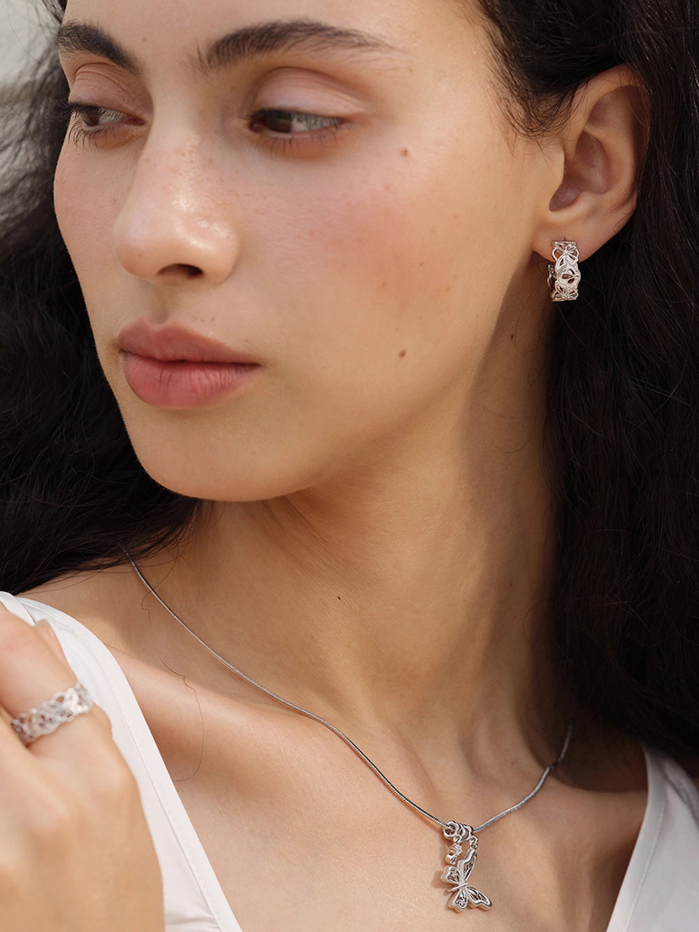 MUKTANK×SUN HUNTER “Emergence”Full-Circle Lace Butterfly Earrings