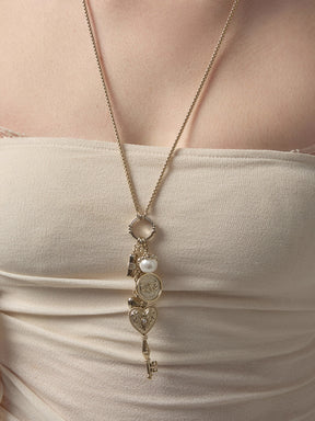 MUKTANK×SUN HUNTER Long Intricate Heart Lock Coin Necklace