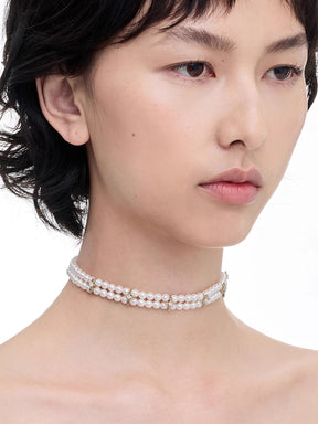 MUKTANK×SUN HUNTER Lace cross pearl neck chain