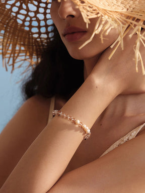 MUKTANK×SUN HUNTER“Fleeting Light”Formless Crystal & Pearl Bracelet