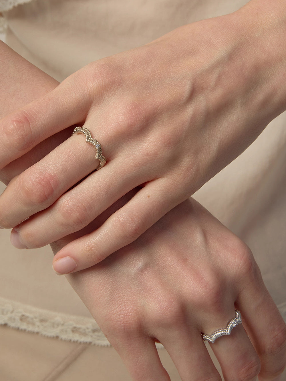 MUKTANK×SUN HUNTER Wavy Wire-Wrapped Ring - S925 Silver