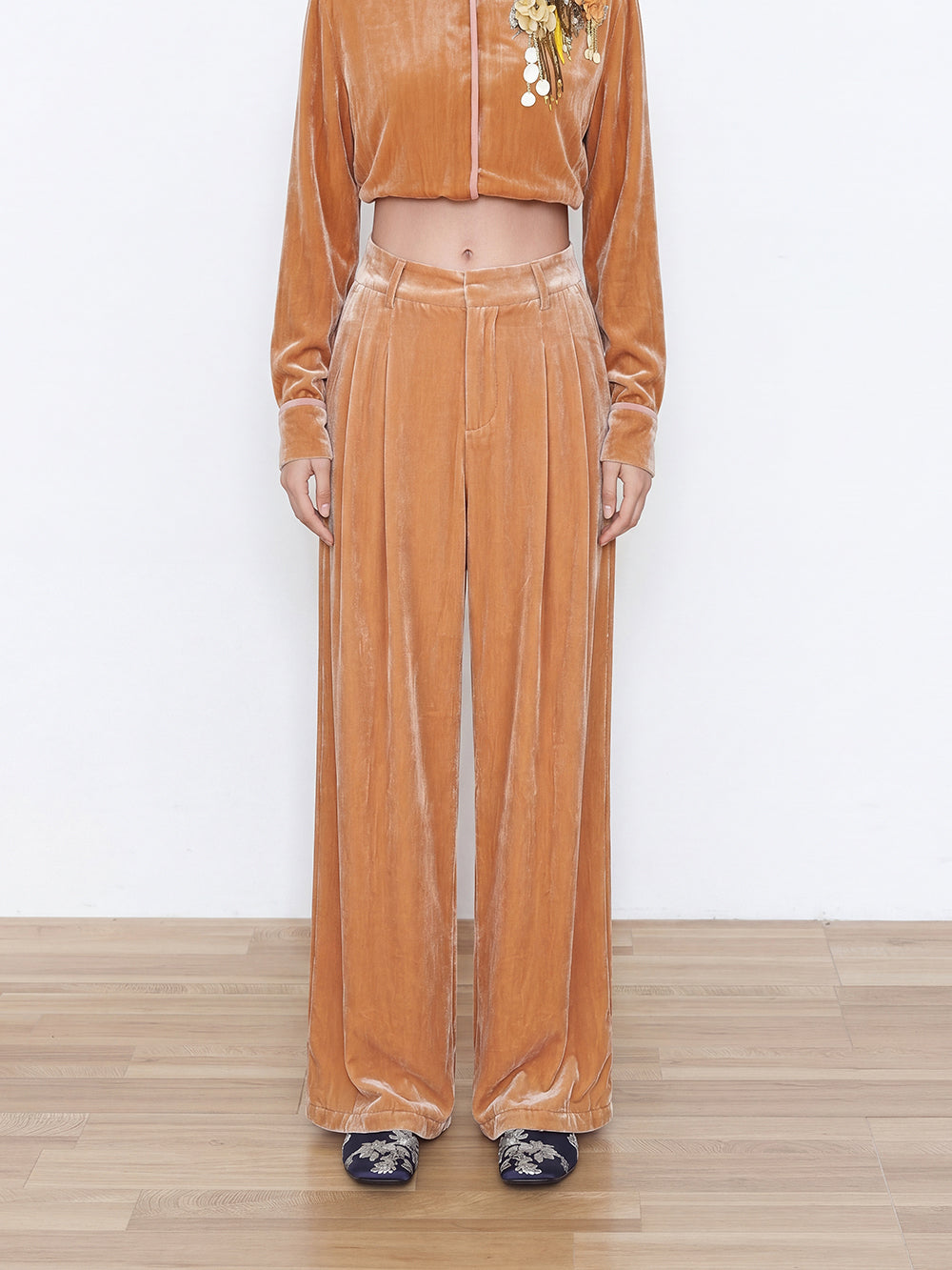 MUKZIN×Capsule Collection New Chinese-Style Silk Velvet Trouser Set