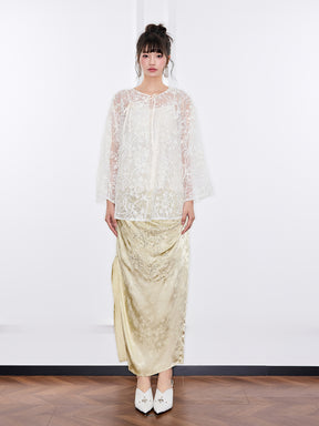 Mukzin "Ode To The New Summer"White Lace Embroidered Loose Top