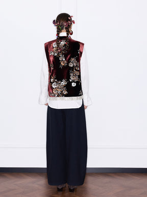 MUKZIN¡°Capsule Collection¡±Burgundy Velvet Chinese Style Vest Women
