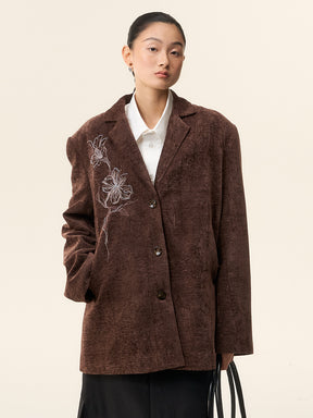 MUKTANK×LOUMUTAKU Embroidered Jacquard Velvet Blazer