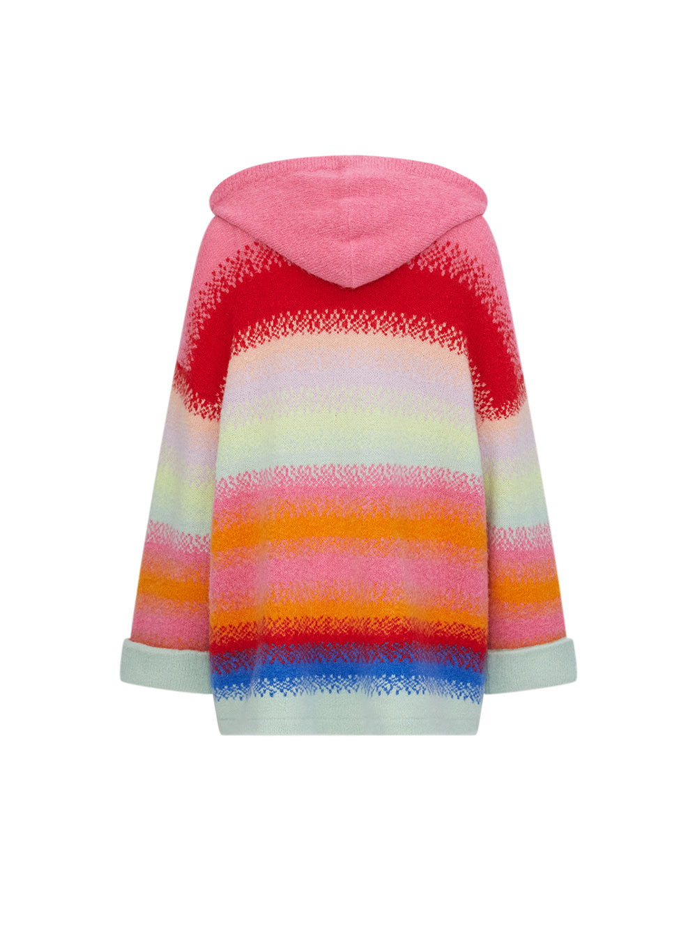 MUKZIN  Spring Prelude"Flower Snake Brings Blessings" Rainbow Color-blocking Knitted Hooded Cardigan