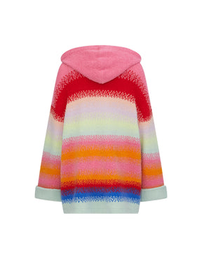 MUKZIN  Spring Prelude"Flower Snake Brings Blessings" Rainbow Color-blocking Knitted Hooded Cardigan