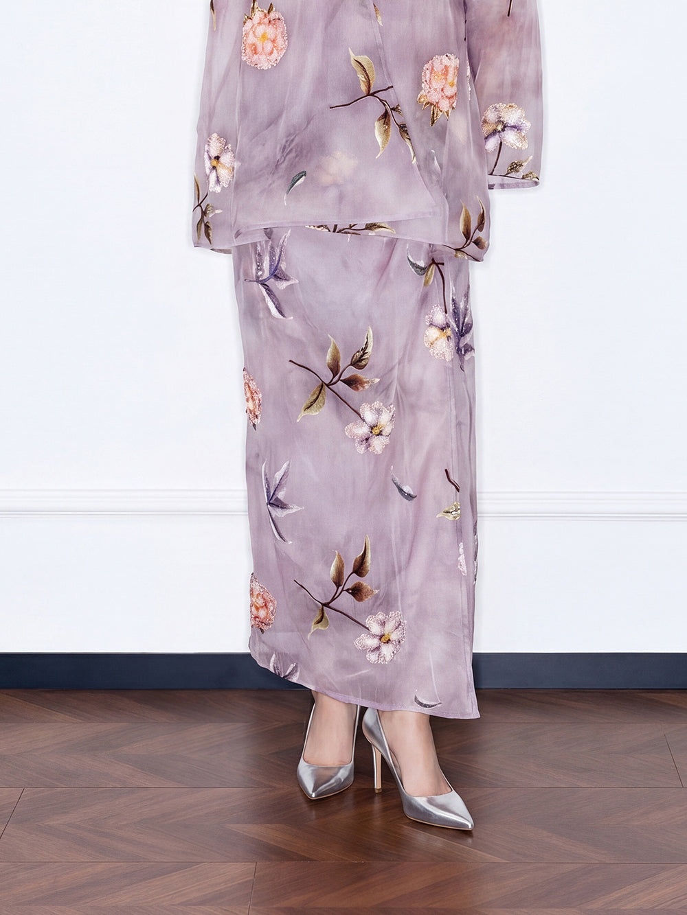 MUKZIN×"Capsule Collection" New Chinese Style Embroidered Loose Purple V-Neck Set Midi Skirt