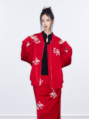 MUKZIN  Spring Prelude "Zebra Finch" Chinese-style Baseball Jacket with a Sense of Design