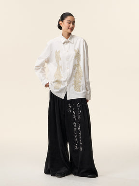 MUKTANK×LOUMUTAKU Beaded Embroidery Camellia Shirt