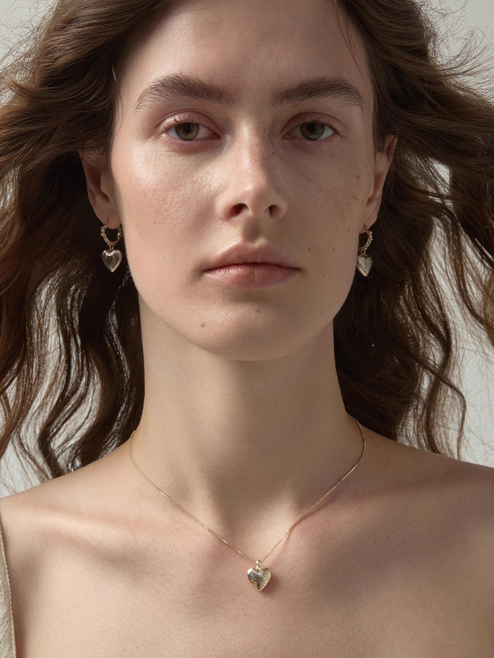 MUKTANK×SUN HUNTER Mini Carved Heart Plain Chain Necklace