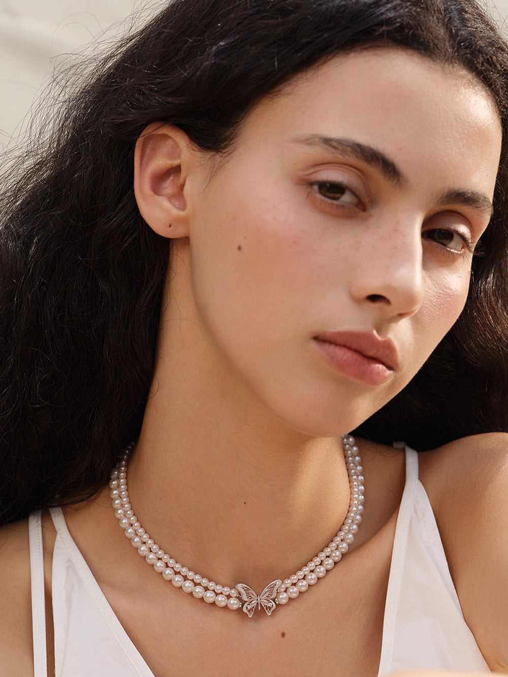 MUKTANK×SUN HUNTER “Emergence”Two-Tone Lace Butterfly Pearl Bracelet