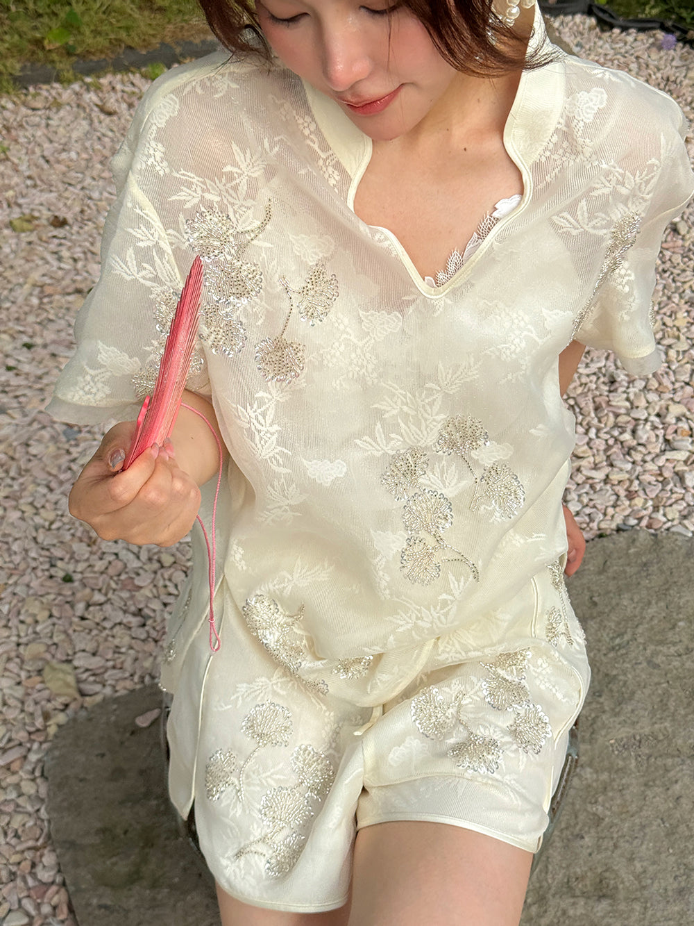 MUKZIN×Capsule Collection New Chinese Style Intangible Cultural Heritage Hand-Embroidered Short-Sleeve Shirt Set