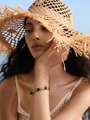 MUKTANK×SUN HUNTER“Fleeting Light”Green Grape Obsidian Bracelet