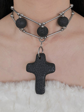MUKTANK×DARK DREAM Detachable Cross Pendant Dual-purpose Necklace