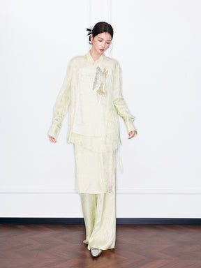 MUKZIN“Night Ballad of Chang'an”Wrap Layered Wide-Leg Pants | Tang Dynasty Inspired Satin Trousers (Copy)