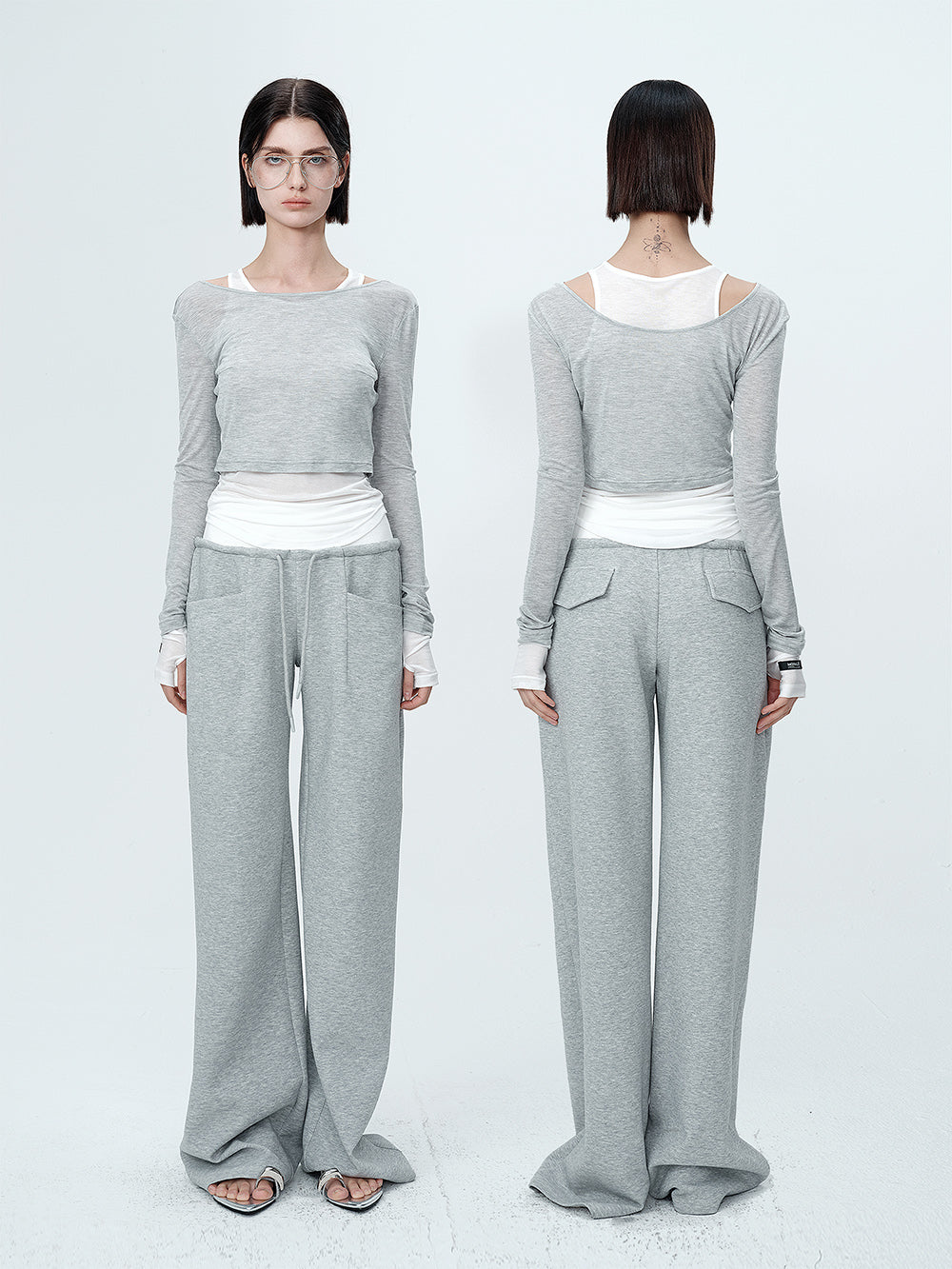 MUKTANK×MODULER Tencel Fake Two-piece Knitted Top with Contrasting Colors and a Slim Fit