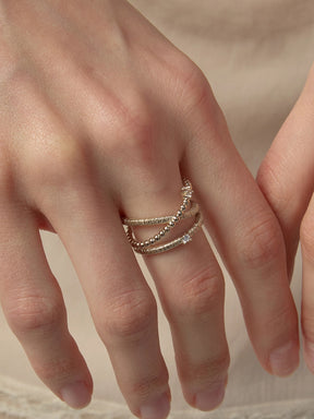 MUKTANK×SUN HUNTER Triple-Layer Wire-Wrapped Ring - S925 Silver