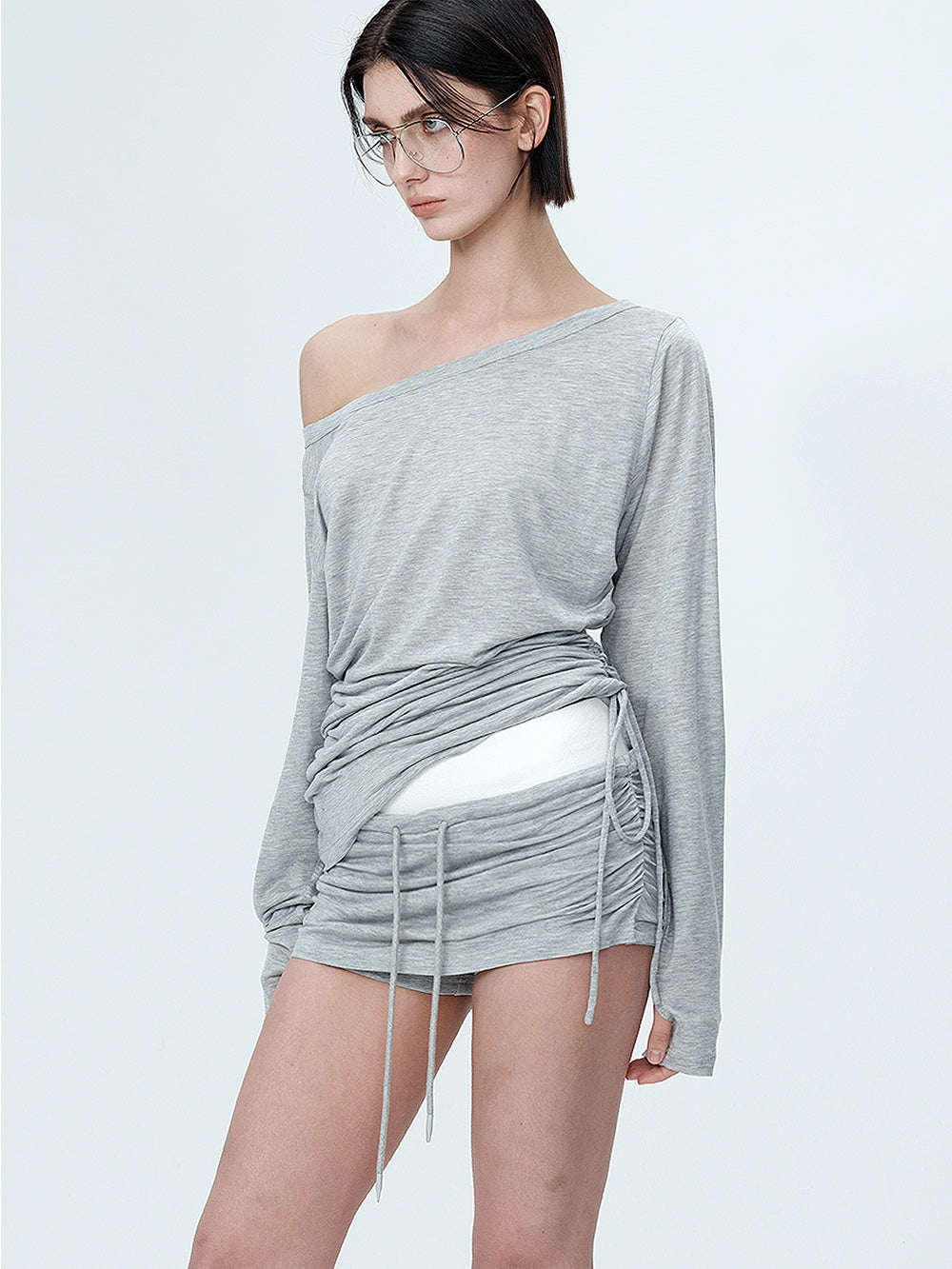 MUKTANK×MODULER Mid-low Waisted Tencel Skirt-pants With a Stacked Feel (Anti-sheer Design)