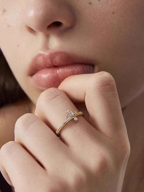 MUKTANK×SUN Simple lace cross ring