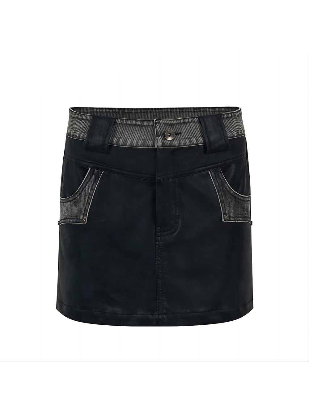 MUKTANK×WESAME Original Design Short Vintage A-Line Leather Skirt