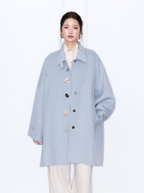 MUKZIN“The Sequence of Deer's Call”Oversized Light Blue Wool Blend Coat