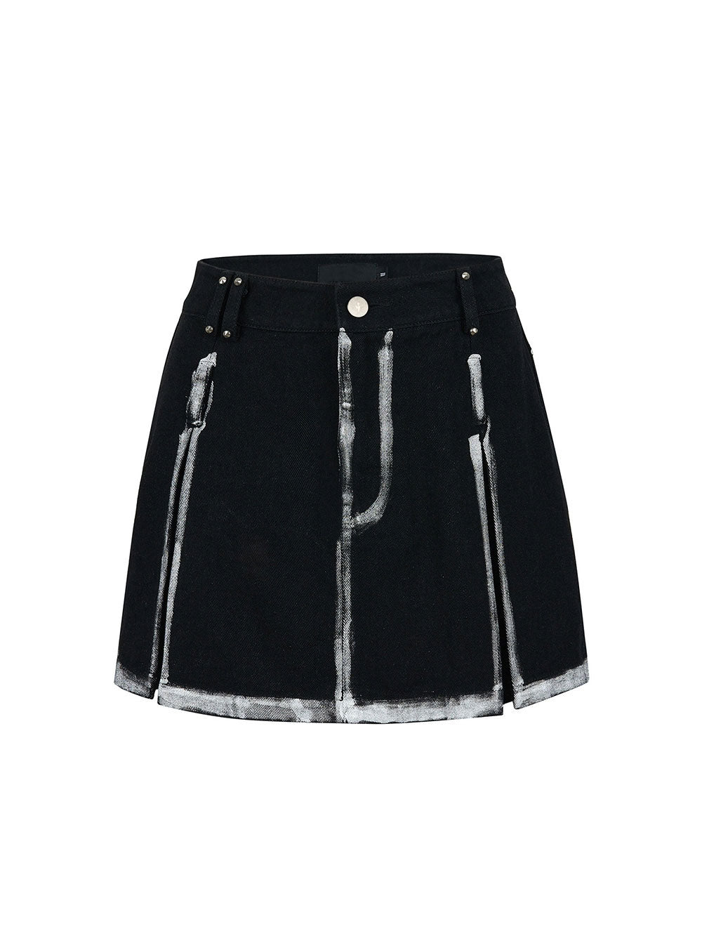 MUKTANK×WESAME Silver Pressed Mini A-Line Denim Skirt