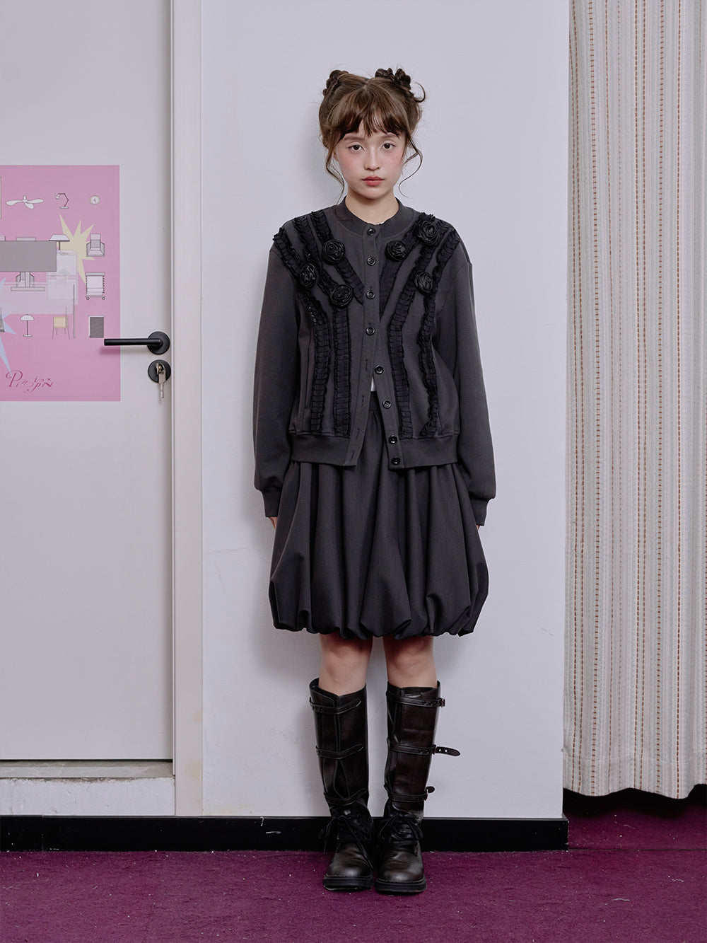 MUKTANK×LOUMUTAKU 3D Flower Baseball Jacket