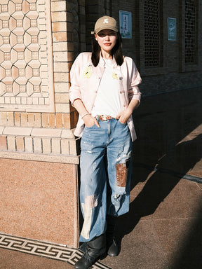 MUKZIN“Capsule Collection”Pink Jacquard Pear-Shaped Embroidery Chinese-Style Outerwear