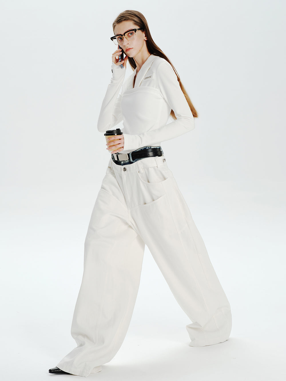 MUKTANK×MODULER Waist-Paneled Heavy-Duty Oversized Jeans